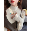Xinnan autumn and winter style is gentle and versatile, fashionable for outer wear and inner wear, new half-high collar, fungus edge knitted long-sleeved student student, apricot color bottoming shirt, one size fits all, 90-130 pounds