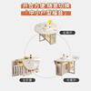 Funwudou small apartment movable folding dining table home round table light luxury modern simple multi-functional home dining sideboard integrated 1.2 meters all solid wood round folding dining table skin texture cream color