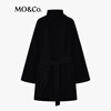MO&Co. Woolen Coat 2025 Winter New Product One-button High Collar Diagonal Plaid Design Double-sided Woolen Coat MBE4OVC041 Black S /160
