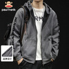 Paul Frank Jacket Men's Spring and Autumn American Jacket Men's Trendy Brand Hooded Cardigan Sweatshirt Men's Top Dark Gray XL
