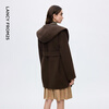 Langzi wool hooded lapel double-sided woolen coat, temperament and high-end woolen coat for women, 2025 winter new style, dark coffee color S