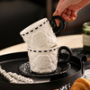Romance Days small fragrant style coffee cup set, light luxury high-end ceramic cup and saucer gift box, wedding gift for best friend, gift for newlyweds, small fragrant style pair of cup and saucer set, textured white gift box, gift bag