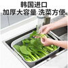 Home KATEI STORY Korean imported kitchen drain basket dish basin household large drip sink fruit basin plastic mobile sink double-ear drain storage basin (white)