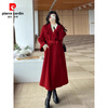 Pierre Cardin Sicilian red double-sided cashmere coat for women petite 2025 autumn and winter new loose-feeling woolen coat red XL