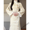 Zhenji Matcha 2025 Winter New Improved Cheongsam Embroidered Plus Velvet J Thickened Shu Mao Collar Female Model New Chinese Style Skirt Beige Cheongsam Embroidered Velvet Thickened M