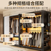 Jiangwei simple wardrobe steel frame structure storage rack open bedroom home storage cabinet rental house coat rack shelf super storage 3 layers black 80*40*200 (free curtain hole plate hanging clothes rail)