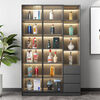 Fantasy living room glass multi-functional wine cabinet against the wall integrated display cabinet household light luxury storage rack wooden transparent high luxury gray 21