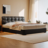 Winter Bear Puff Leather Bed Ultra-Thin Bedside Small Apartment Space-Saving Double Master Bedroom Cream High Box Sliding Storage Bed Ecological Leather Bed/Full Solid Wood Beech Rib Frame + 5-Star Mattress 1800mm*2000mm Frame Structure