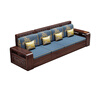 Lanxuan new Chinese style purple sandalwood solid wood sofa living room home small apartment three-seat straight-row carved storage sofa straight-row three-seat 2.1 meters cotton and linen style