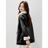 TERRE BLEUE fur collar leather jacket for women 2025 winter new casual business commuting plus velvet thickened women's leather jacket