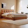 Winter Bear Puff Leather Bed Ultra-Thin Bedside Small Apartment Space-Saving Double Master Bedroom Cream High Box Sliding Storage Bed Ecological Leather Bed/Full Solid Wood Beech Rib Frame + 5-Star Mattress 1800mm*2000mm Frame Structure