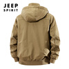 JEEP SPIRIT Jeep Jacket Cotton Jacket Men's Autumn and Winter Jacket Men's Warm Plus Velvet Thickened Cotton Clothes Washed Men's Cotton Jackets