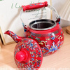 NAOISKEY Naoski Red Hook Lotus kettle thickened 2.5L large capacity enamel enamel old-fashioned kettle for cooking milk tea and boiling water Red Hook Lotus kettle capacity 2.5L