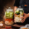 Panxudou thickened glass pickle jar household sealed salty pickled vegetable jar Sichuan pickled vegetable jar chili sauce Laba garlic pickled wine jar 6 catties (pickle sticker + clip + brush)