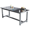 Kegang stainless steel workbench factory packaging workshop wear-resistant assembly table waterproof, rust-resistant and high-temperature-resistant operation table laboratory acid-alkali-resistant and corrosion-resistant instrument experimental table assembly line operating table 201 stainless steel table 1400*800*750 300KG