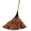 Bingyu AB40121 Industrial wooden handle brown bark broom, brown hair broom, high quality brown hair broom, 5 pieces