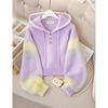 XiangDuoEr (XiangDuoEr) Korean purple loose lazy style high-end hooded sweater 2025 autumn new style casual knitted top Purple 3434# M recommended within 100 pounds