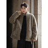 TonLion 2025 Winter Men's Stand Collar Contrast Color Trimmed Imitation Lamb Wool Thick Jacket