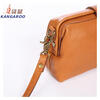 Kangaroo (KANGAROO) launches new 2026 first-layer vegetable tanned cowhide mini box bag with gold design casual crossbody bag simple light luxury women's bag black (renewed texture)