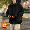 Homlean Outdoor Work Jacket Men's Autumn Windproof Jacket Loose Velvet Top OH02JR Amber Black XL