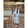 Yingci Quality | Yunduo Big Quilt Samsung Goose Down Jacket Women's Winter Jacket Fox Fur Waist Long Down Jacket Baby Blue Goose Down Jacket S 158-163cm 90-105 catties