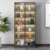 Fantasy living room glass multi-functional wine cabinet against the wall integrated display cabinet household light luxury storage rack wooden transparent high luxury gray 21