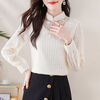 Xia Dian Suding Queen (SE.PSTP) New Chinese Style Stand Collar Long Sleeve Lace Bottoming Shirt Autumn and Winter New Retro Chic Velvet Thickened Inner Top Fashionable Apricot (Fellow) New 2400# Thickened XL 110-120 Jin