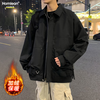 Homlean Outdoor Work Jacket Men's Autumn Windproof Jacket Loose Velvet Top OH02JR Amber Black XL