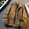 JEEP SPIRIT Jeep plus velvet thickened double-sided jacket men's autumn and winter warm polar fleece stand-up collar jacket camel XL
