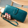 Banyanu 2025 New Women's Wallet Women's Long Version Genuine Leather Wallet Women's Fashion Wallet Large Capacity Clutch Peacock Blue-Anti-theft Brush