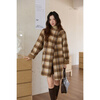 Mystery Show Two-Wear Plaid Double-sided Woolen Coat 2025 Autumn and Winter New Women's Autumn and Winter Retro Woolen Coat Mid-Length Brown Yellow Kagge Jacket S