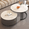 Small craftsman material slate coffee table living room home small apartment light luxury high-end 2025 new modern simple coffee table gray and white 80