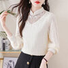 Xia Dian Suding Queen (SE.PSTP) New Chinese Style Stand Collar Long Sleeve Lace Bottoming Shirt Autumn and Winter New Retro Chic Velvet Thickened Inner Top Fashionable Apricot (Fellow) New 2400# Thickened XL 110-120 Jin