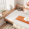 Intelligent Tree Beech Spliced Bed Crib Solid Wood Children's Bed Extra Wide Bedside Small Bed Flat Connected to Large Bed Adults Can Sleep Can Be Customized All Beech Wood Single Bedside Style + 7cm Removable and Washable Coconut Palm Latex Mat 180*70cm