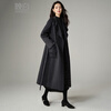 Late white, loose-fitting, relaxed wool coat, winter lace-up design, warm long coat for women, carbon gray M