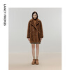 Langzi European EiLEEN ELITEE wool coat high-end winter imitation fur women's red brown M