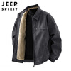 JEEP SPIRIT Jeep jacket men's leather jacket men's velvet thickened warm winter high-end casual American tops
