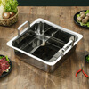 Fat Donglai's same style four-grid hot pot 304 stainless steel square pot commercial deepened seabed fishing basin three-layer steel three-layer steel 304 square basin Yuanyang style