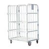 Time old lane folding logistics trolley storage cage express turnover vehicle loading and unloading truck laundry cage cart linen handling tool trolley 800*600*1450-three-door thickened version 2 universal wheels + 2 brake wheels