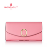 Montagut Genuine Leather Wallet Women's Genuine Leather Women's Long Buckle Cowhide Ring Multi-Function Clutch Pink R2422576012