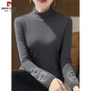 Pierre Cardin Autumn and Winter Half Turtle Collar German Velvet Bottoming Shirt for Women Retro Ethnic Style Long Sleeve Chinese T-shirt National Style Embroidery Warmth 2026 Apricot Solid Color XL 115-130 Jin