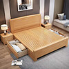 Hengyu beech solid wood bed simple log style 1.5m mortise and tenon structure large bed master bedroom 1.8m wedding bed storage bed beech single bed 1.5x2m frame style
