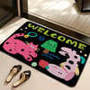 Yusenyi cartoon diatom mud bathroom floor mat powder room water-absorbent non-slip carpet cute special-shaped shower room quick-drying dry feet technology cloth rabbit graffiti white 40x60cm thickened strong water absorption