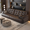 Fanzu 2025 new Lawrence Yunduo leather sofa, large and small, straight-row first-layer cowhide light luxury living room sofa