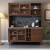 Jingrida solid wood sideboard slate table top wine cabinet tea cabinet home storage wall storage entrance cabinet can be customized dark oak color (solid wood surface) 1.2 meters cabinet - unstable guarantee guarantee*