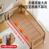 Hiyubi beech spliced bed for adults, seamless connection, adjustable height, solid wood baby widened bed guardrails, liftable, side lift + 6cm coconut palm mattress, 200*60cm, liftable