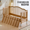 Hiyubi beech spliced bed for adults, seamless connection, adjustable height, solid wood baby widened bed guardrails, liftable, side lift + 6cm coconut palm mattress, 200*60cm, liftable