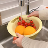 Yusenyi double-layer simple drain basket kitchen sink basin home living room coffee table fruit plate washing fruit washing basin basket half yellow