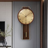 Seven Seconds Impression Seven New Chinese Style Solid Wood Light Luxury Wall Clock Living Room Fashion Wall-Mounted Silent Clock Home Simple and Atmospheric Decorative Quartz Clock Copper Clock Frame with Copper Frame - Style 4