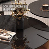 Chengyi 2025 new black glass coffee table Italian minimalist slate living room home light luxury high-end simple round combination